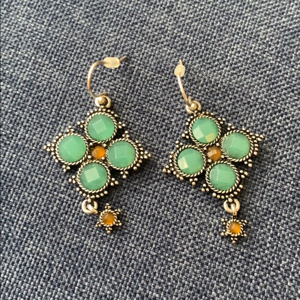 Lucky Brand Silver with Blue and Red Gems Earrings